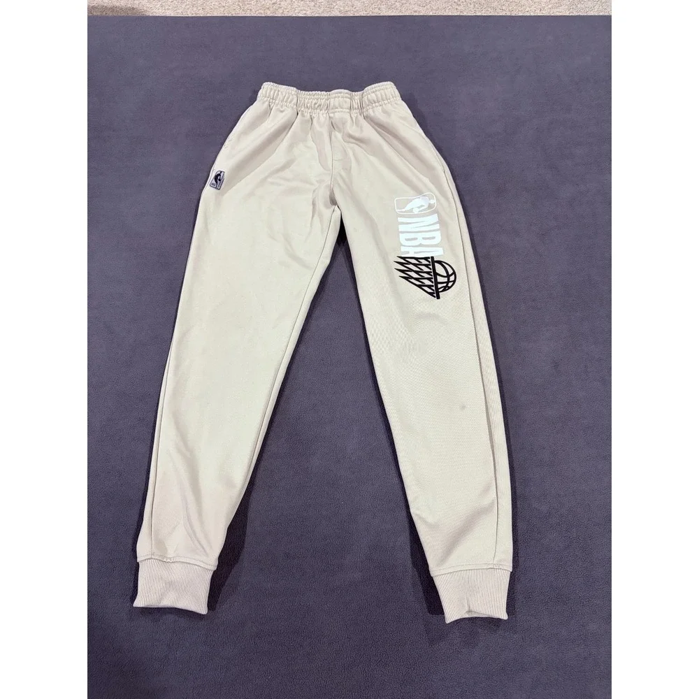 NBA Basketball Joggers Pants Boys 14-16 Beige Mid Rise Tapered Leg Drawstring